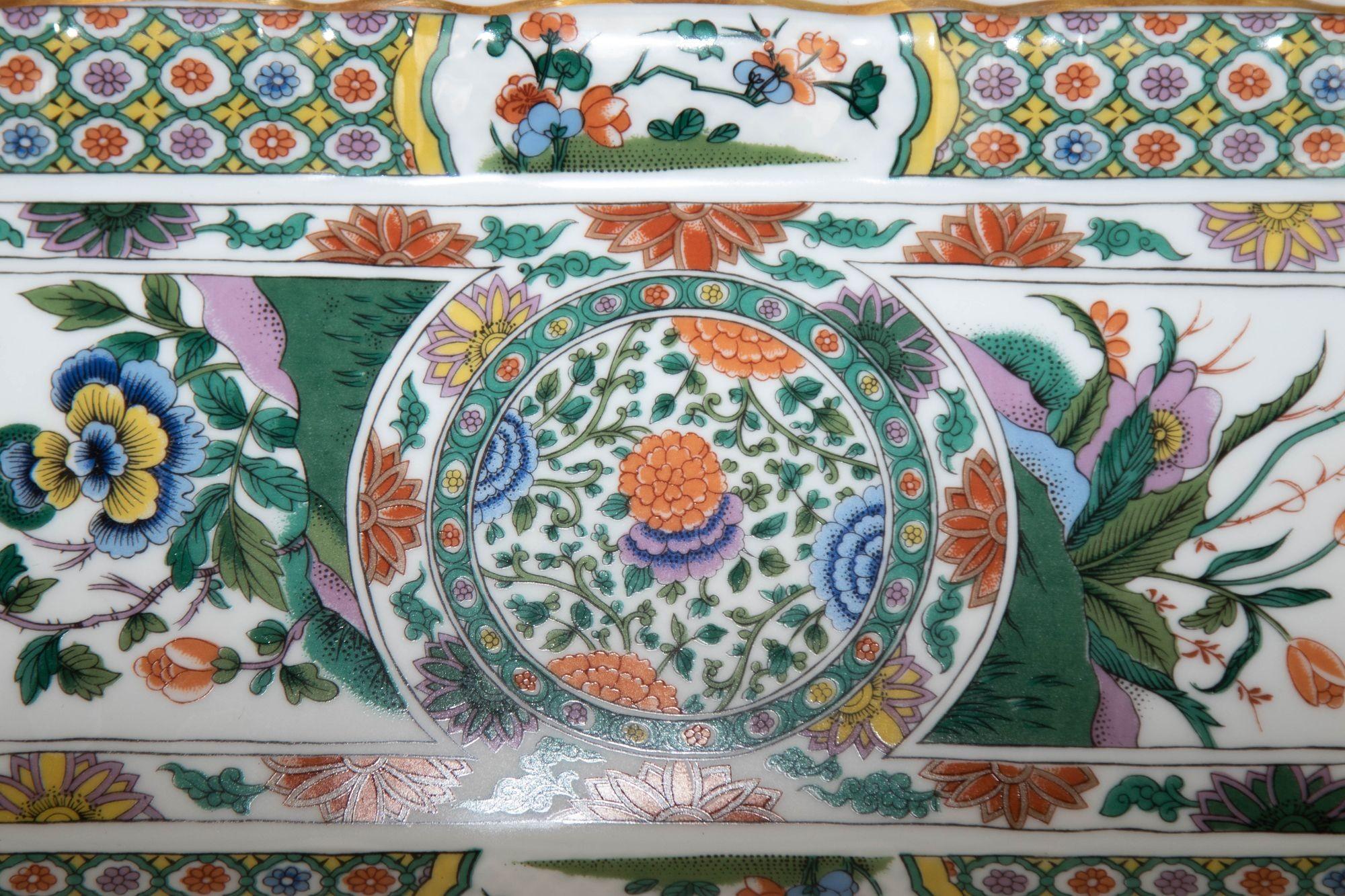 Japonisme Vintage Limoges Bernardaud Asian Imari Pattern Porcelain Cake Handled Tray