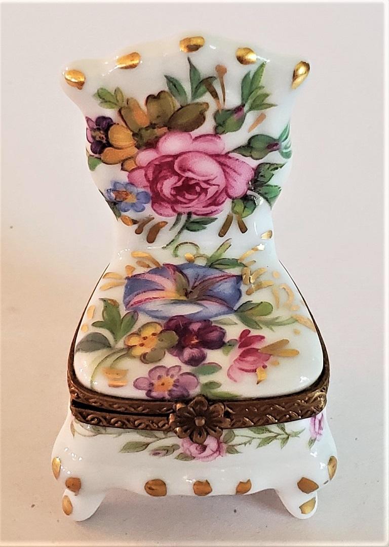 20th Century Vintage Limoges Chair Ring Box