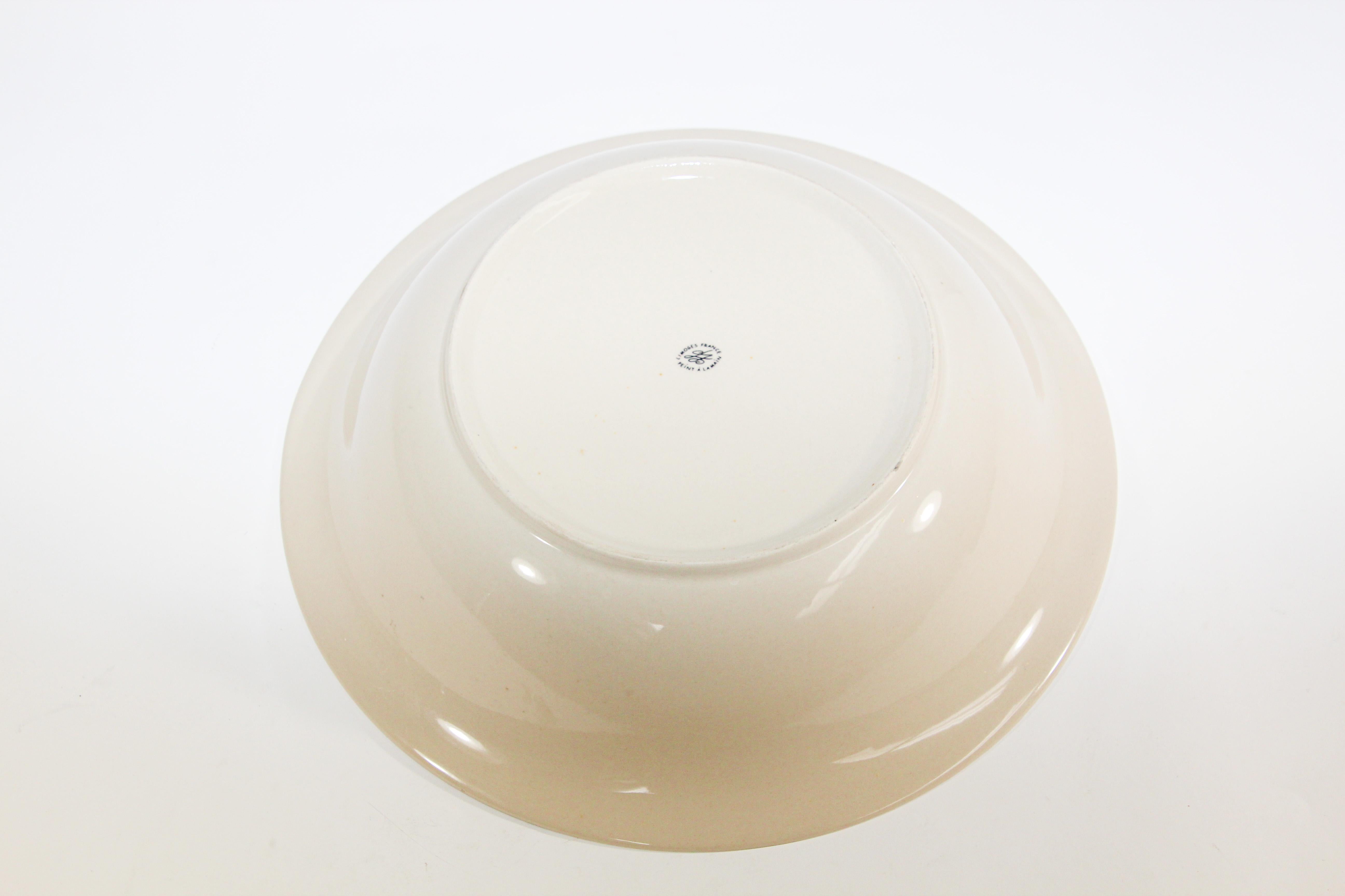 Vintage Limoges Collectible Large Porcelain Bowl Handmade in France For Sale 5
