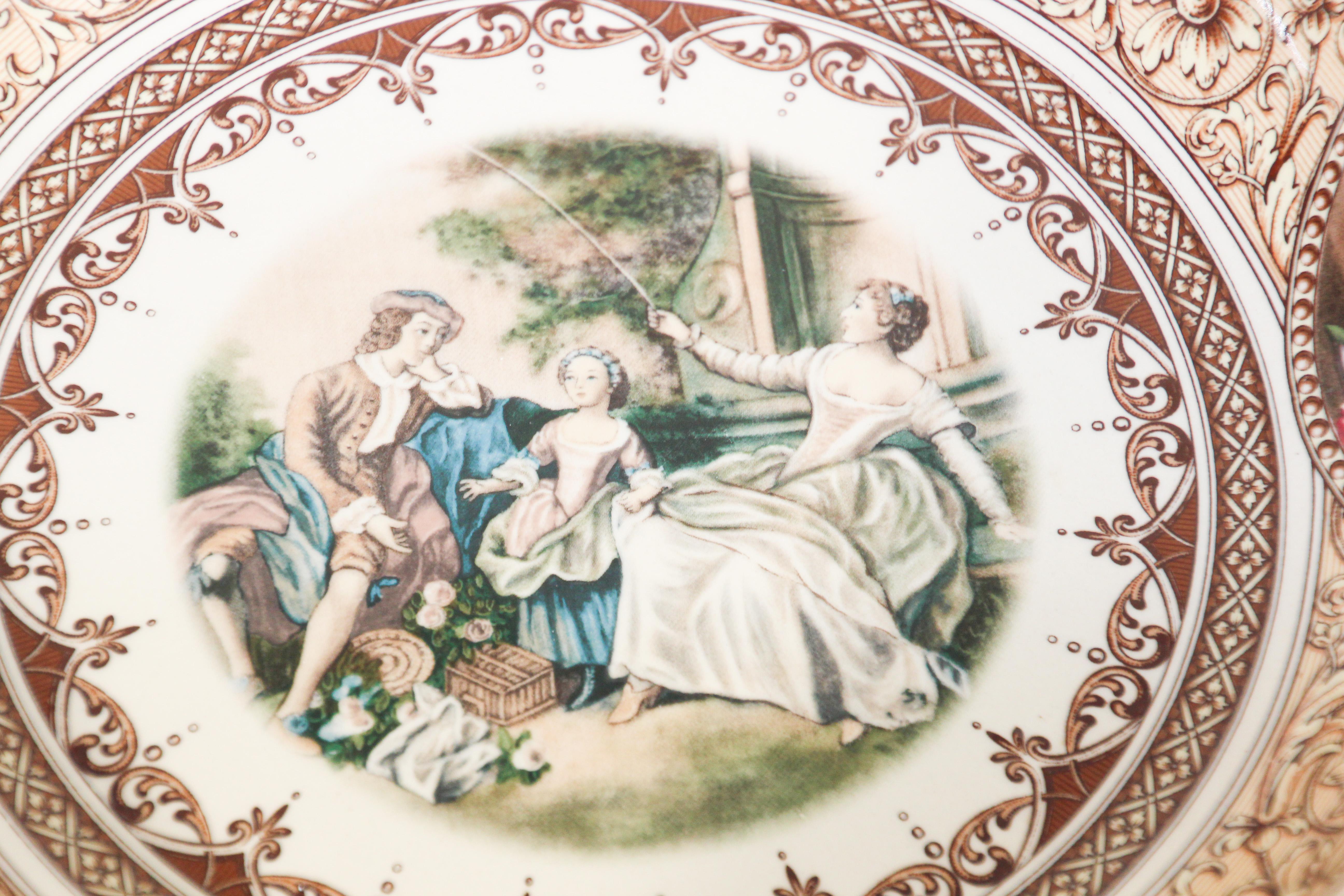 French Vintage Limoges Collectible Large Porcelain Bowl Handmade in France For Sale