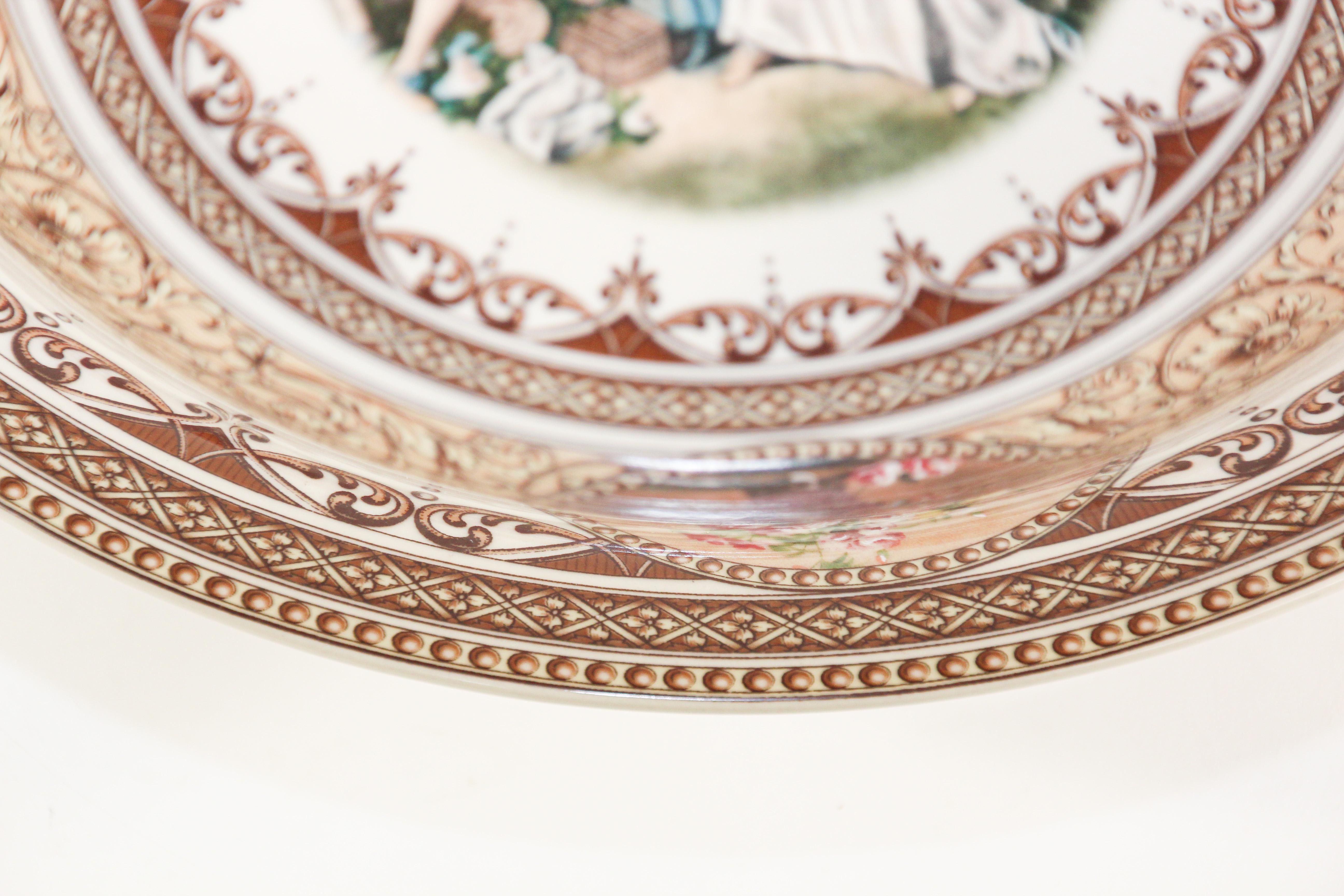 Hand-Painted Vintage Limoges Collectible Large Porcelain Bowl Handmade in France For Sale