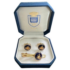 Vintage Limoges Cufflinks, 3 Piece Set In Original Case, “Circa 1970s”