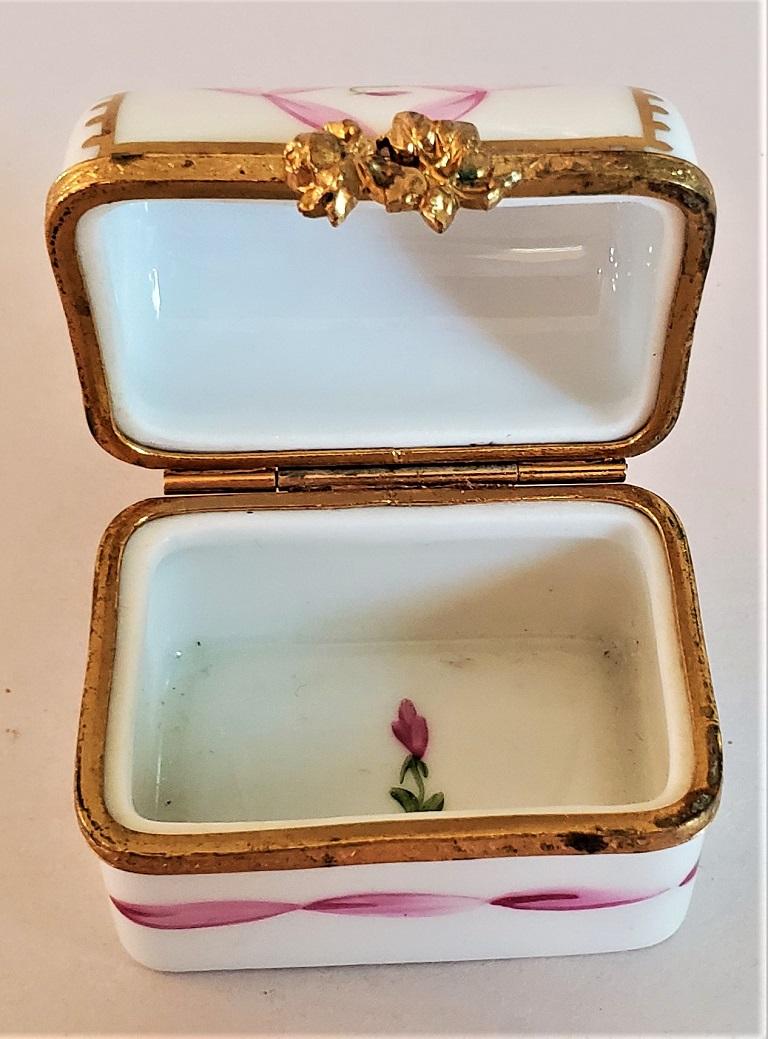 Hand-Painted Vintage Limoges Domed Casket Ring Box