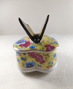 Vintage Limoges France Butterfly Trinket Box Handpainted