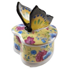 Caja de Baratijas Vintage Limoges Francia Mariposa Pintada a Mano