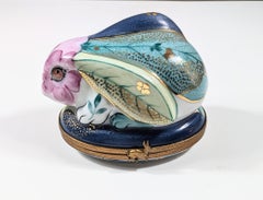 Vintage Limoges France Chamart Peint Main Bunny Rabbit Trinket Box Handpainted