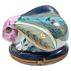 Boîte à bijoux vintage de Limoges France Chamart Peint Main Bunny Rabbit peinte à la main