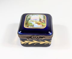 Vintage Limoges France Jewelry Box with  Country Scene