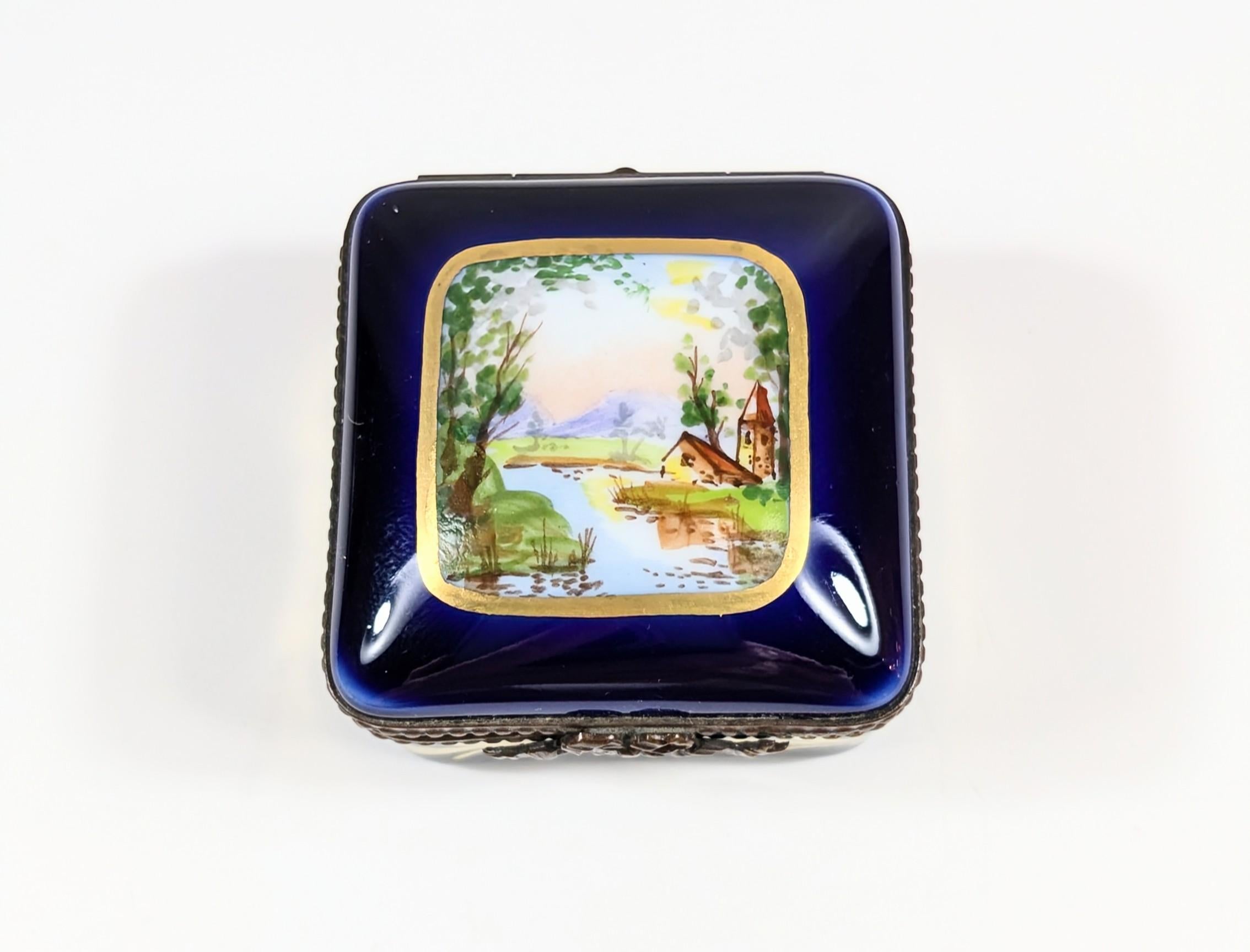 Joyero Vintage Limoges Francia con  Escena rural Francés en venta