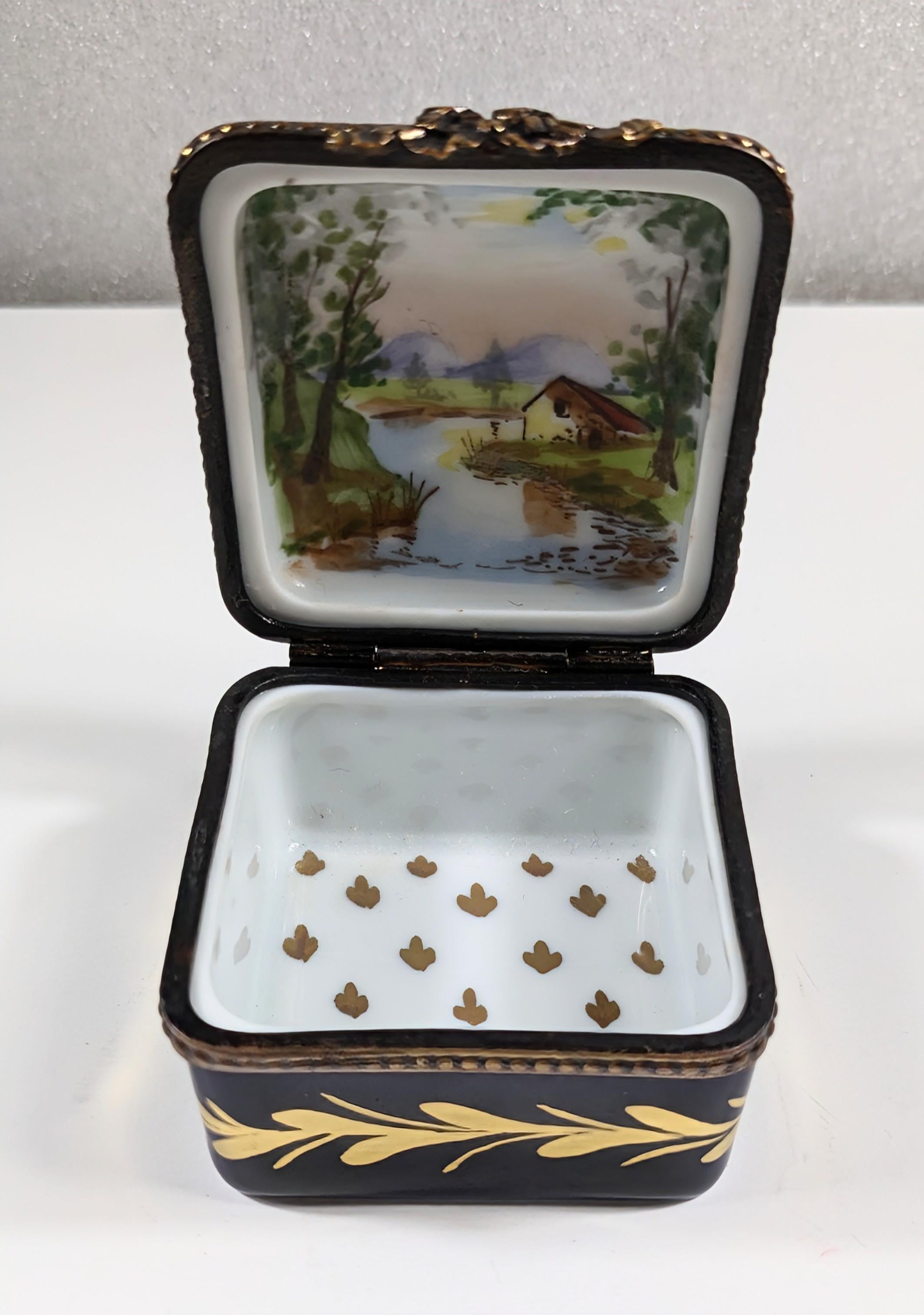 Joyero Vintage Limoges Francia con  Escena rural siglo XIX en venta