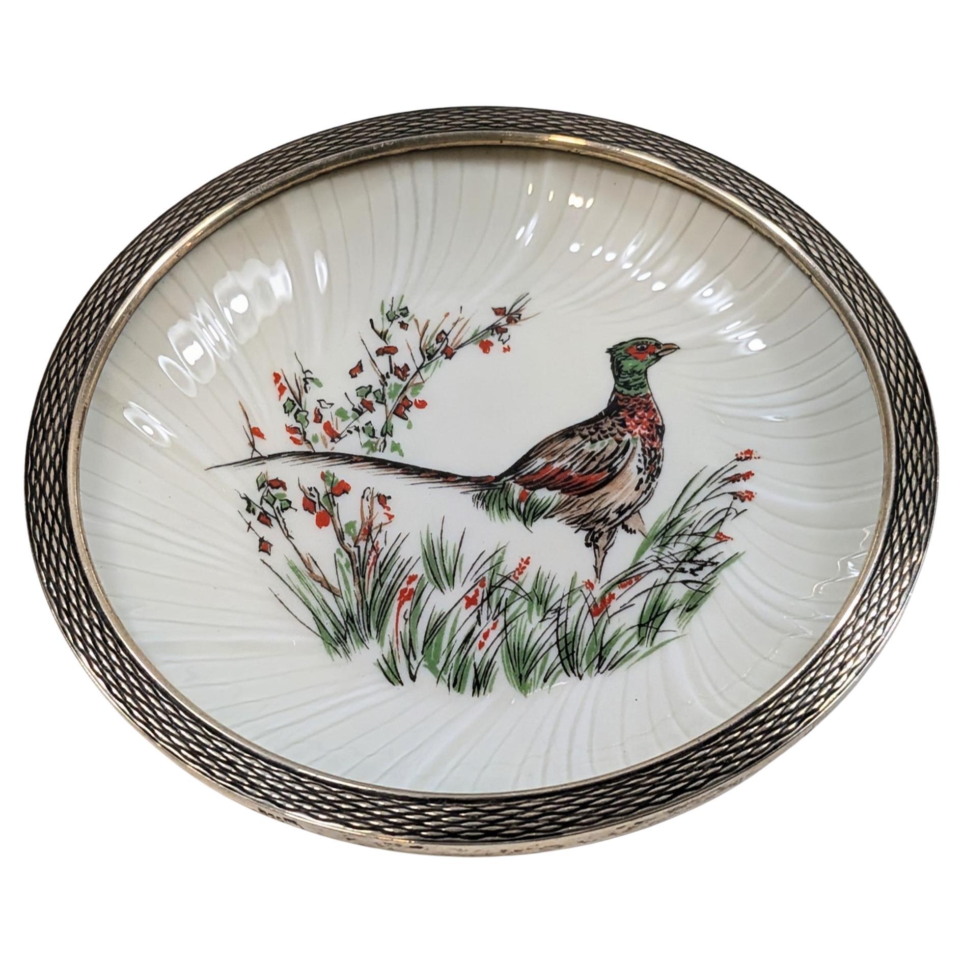 Miniplaca vintage de Limoges Francia con escena de pájaros