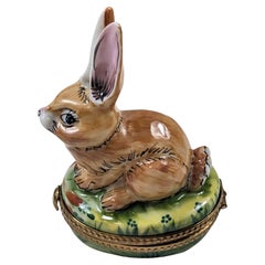 Vintage Limoges France Peint Main Rabbit Bunny Trinket Box signée Carrots