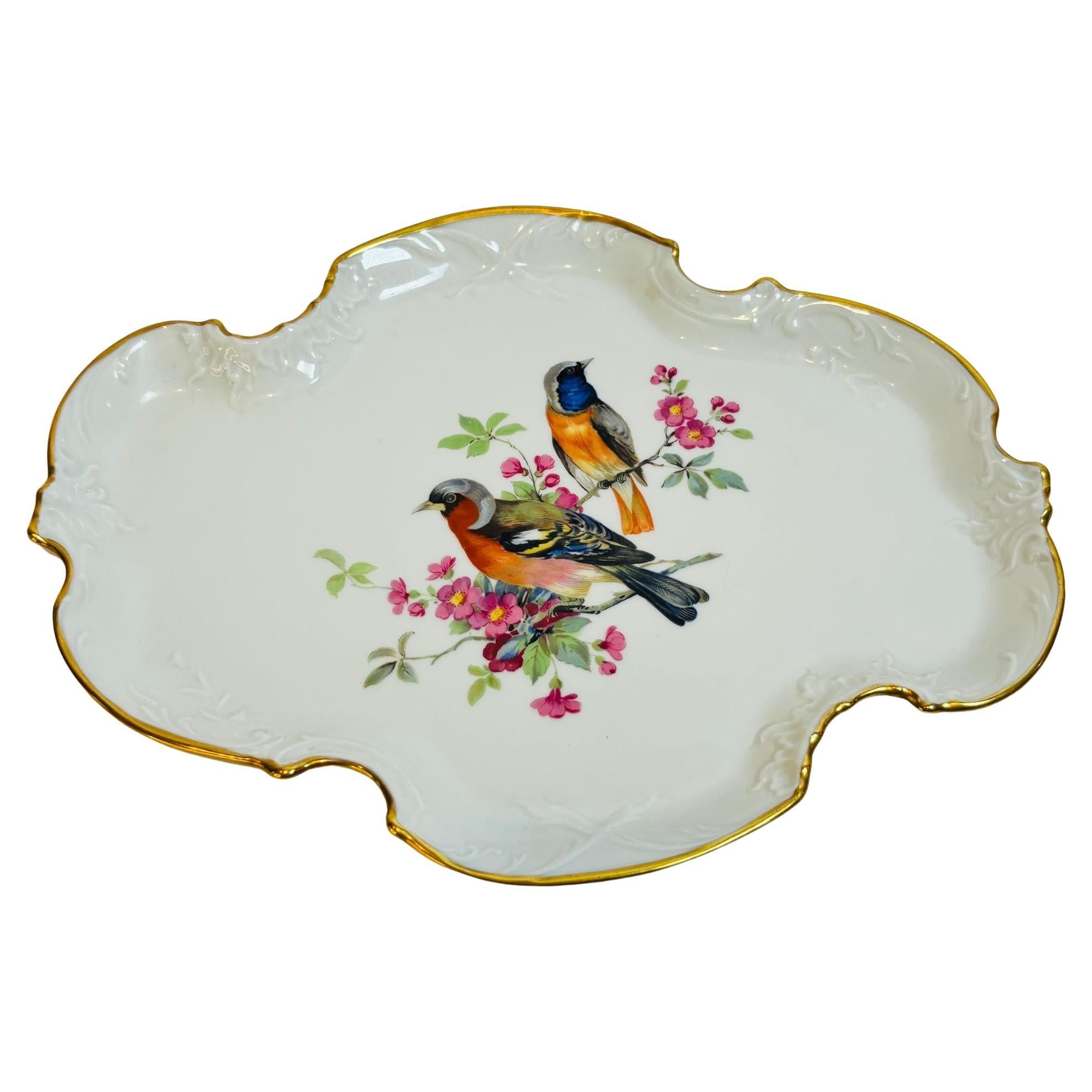 Vintage Limoges Frankreich Porzellanteller handbemalt mit Vogel Dekor Collectal