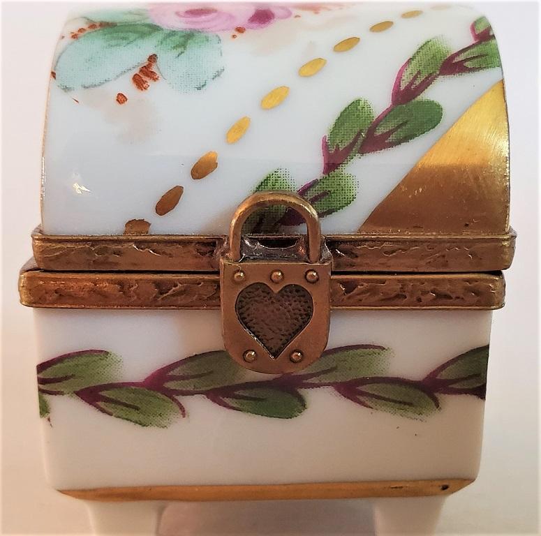 Vintage Limoges Heart Lock Ring Box 1
