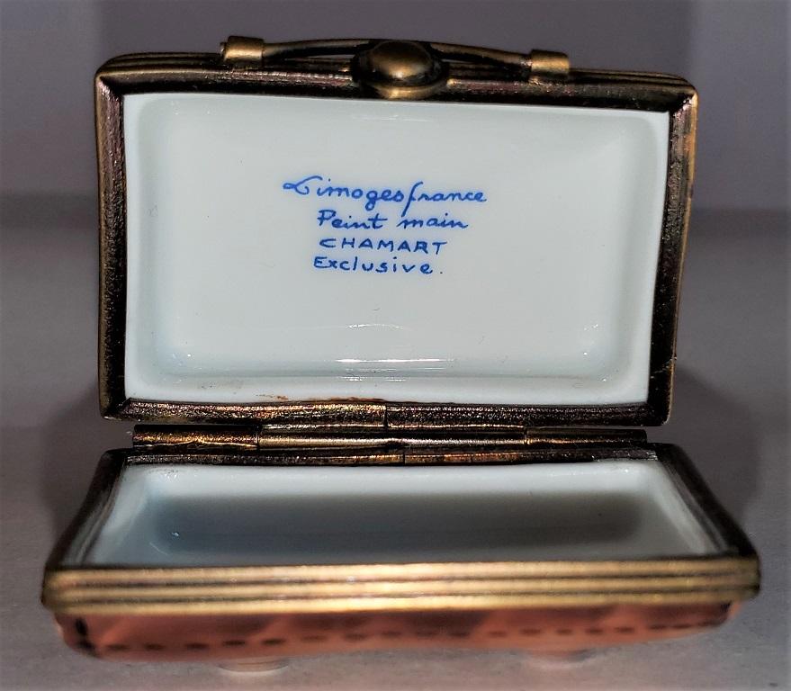 Porcelain Vintage Limoges Leather Briefcase Box
