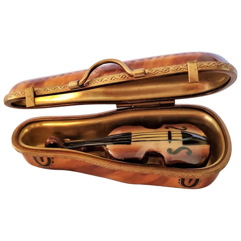 Vintage Limoges Leather Violin Case Box with Violin at 1stDibs