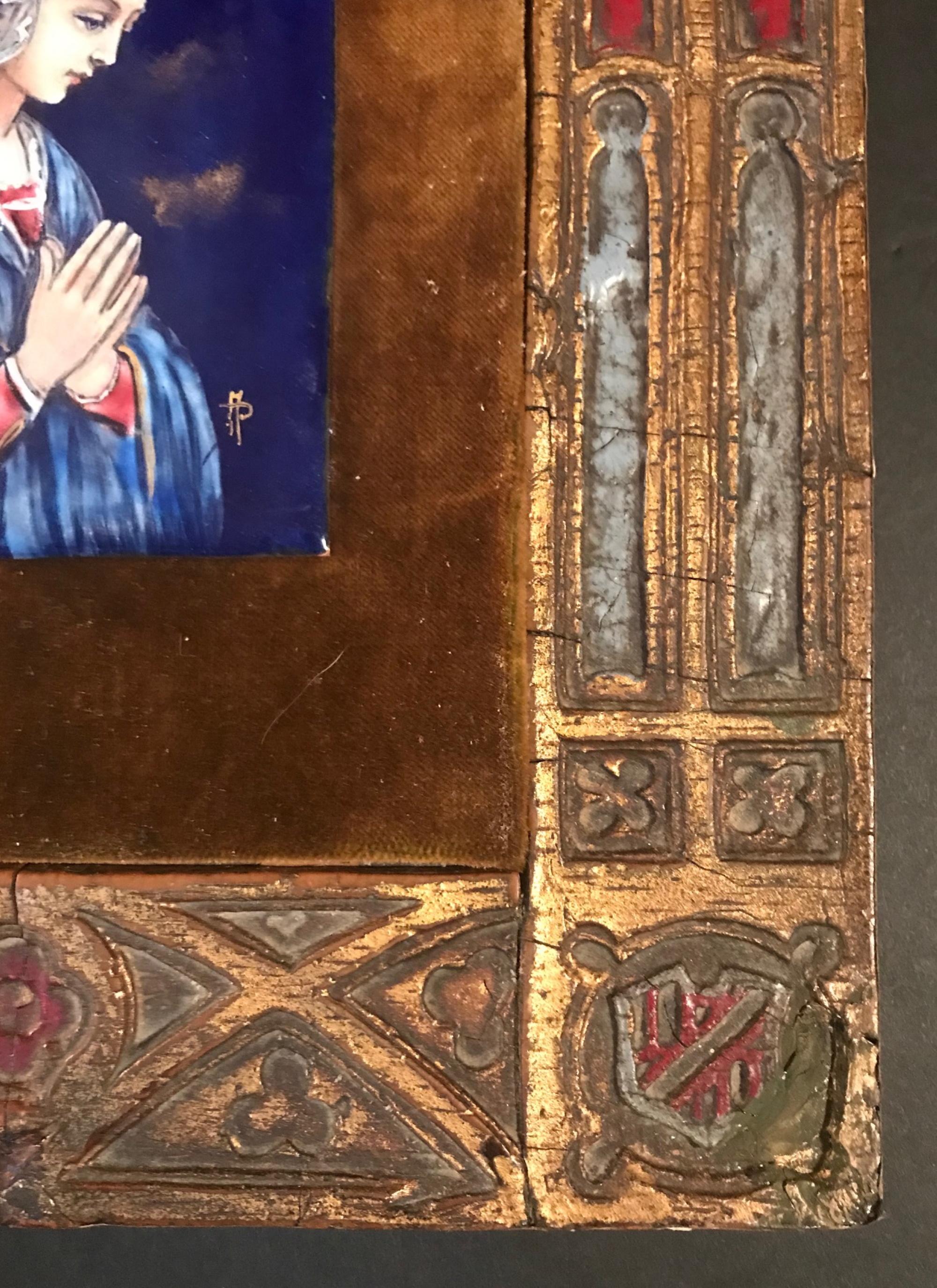20th Century Vintage Limoges Painting of The Virgin Mary, Enamel on Copper