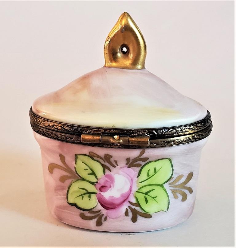 Hand-Painted Vintage Limoges Single Perfume Bottle Box For Sale