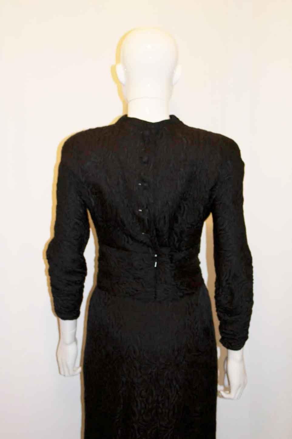 Vintage Linda Cierach Black Silk Dress In Good Condition For Sale In London, GB