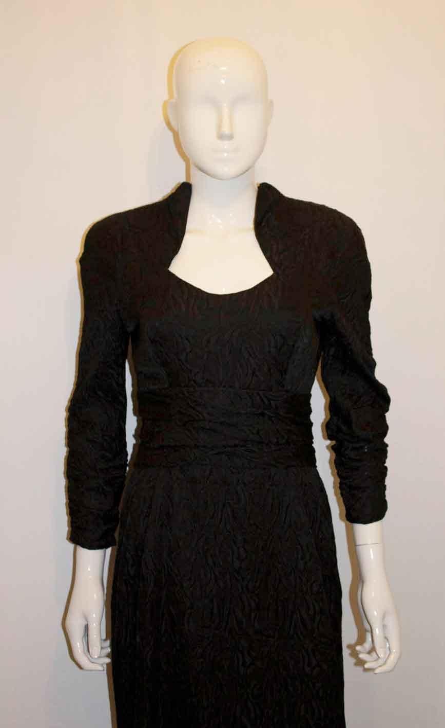 Women's Vintage Linda Cierach Black Silk Dress For Sale