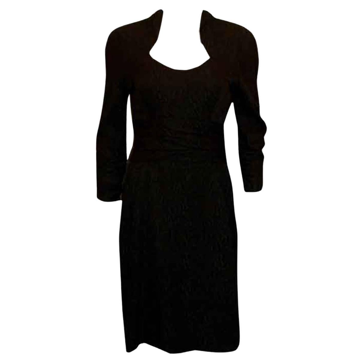 Vintage Linda Cierach Black Silk Dress For Sale