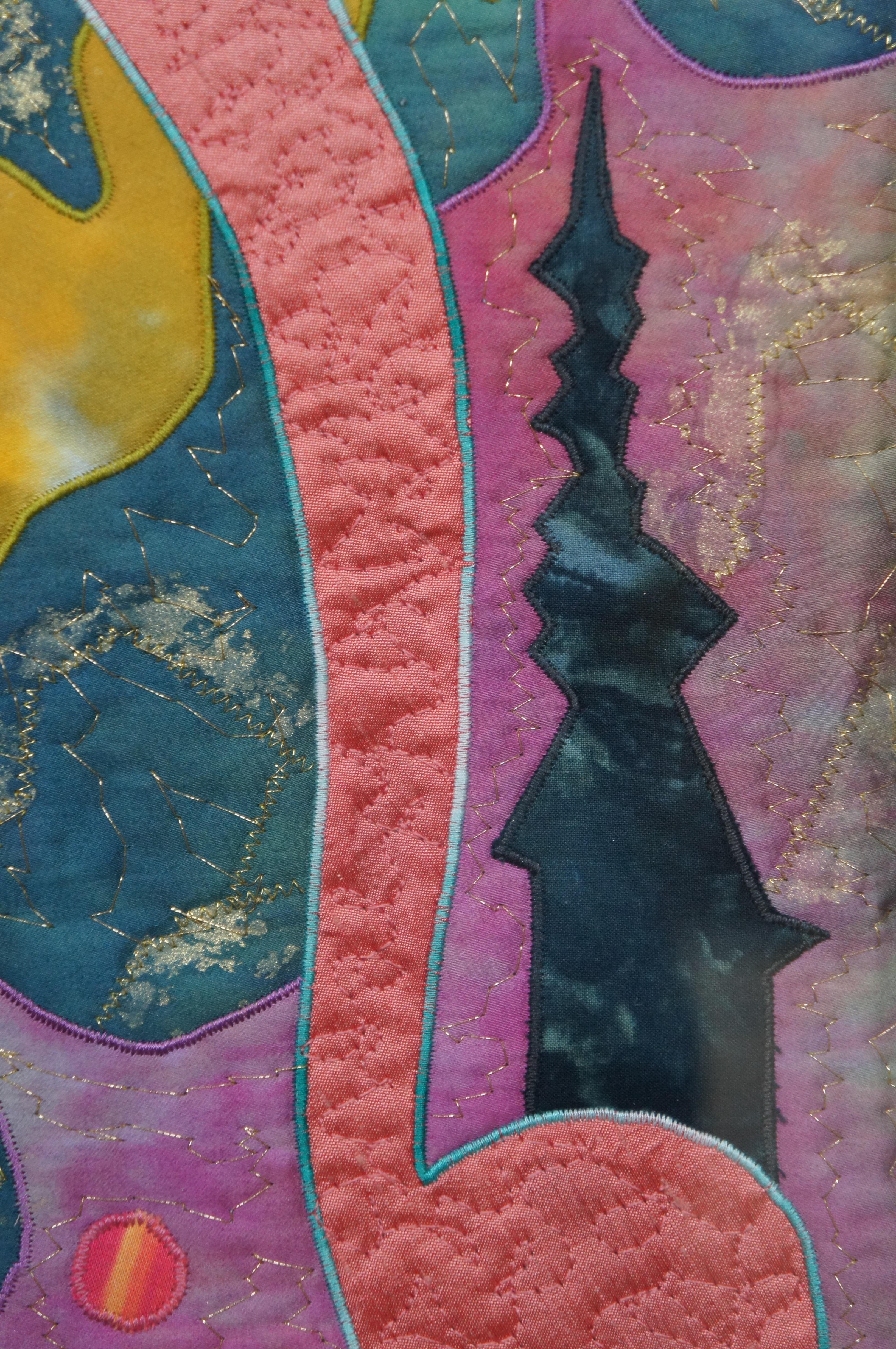 Linda Fowler Postmoderne abstrakte expressionistische Textil- Steppdecke, gerahmt im Angebot 3