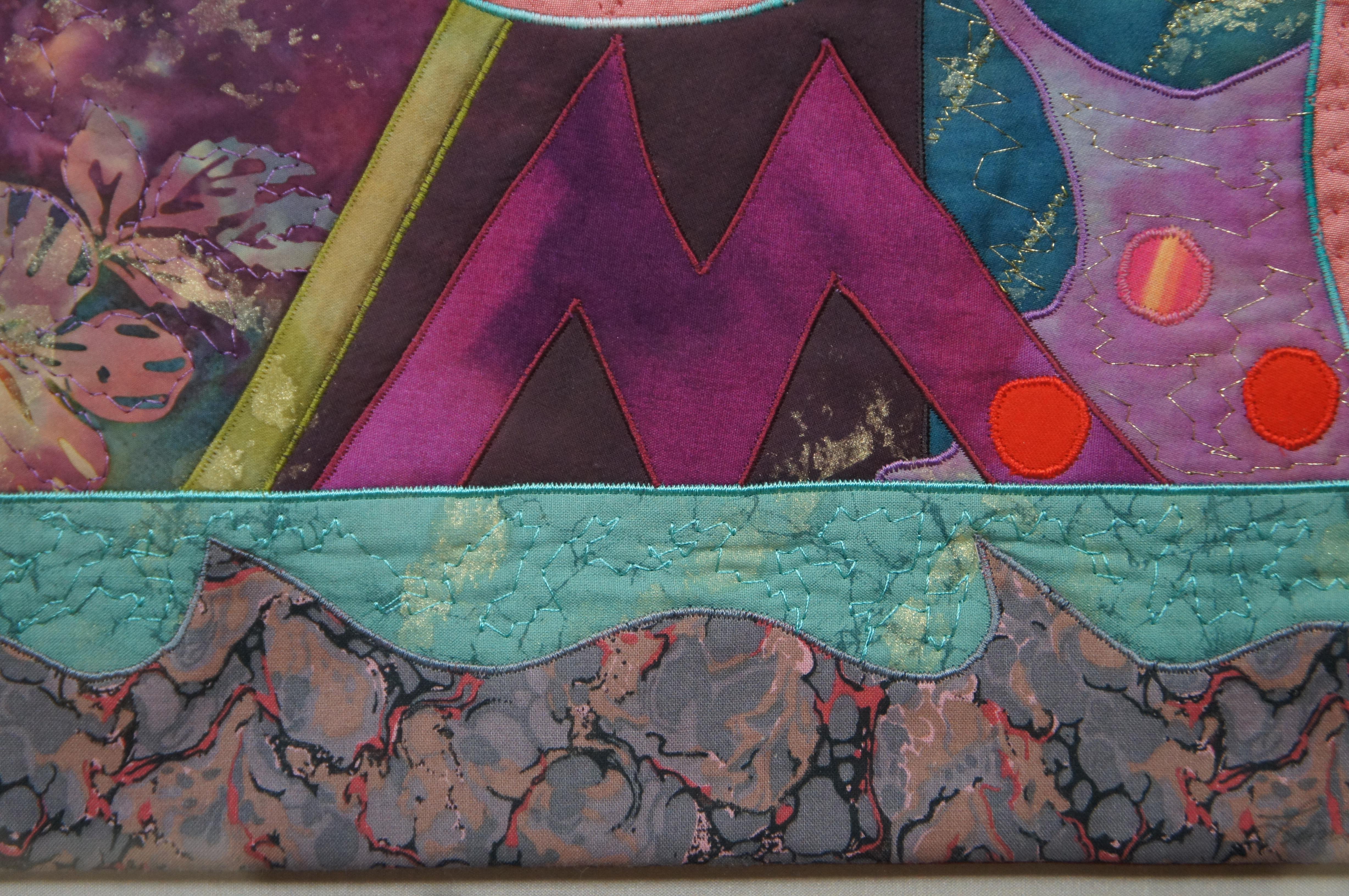 Linda Fowler Postmoderne abstrakte expressionistische Textil- Steppdecke, gerahmt im Angebot 4