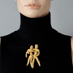 Vintage LINDA HATTAB PARIS Textured Couple Figural Brooch