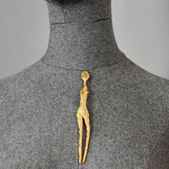 Vintage LINDA HATTAB PARIS Textured Figural Giacometti Inspired Brooch