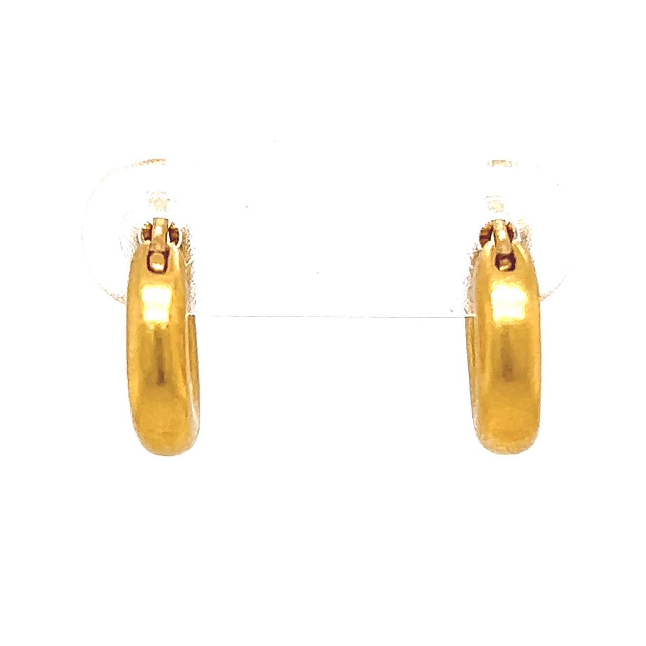 Linda Lee Johnson: 22 Karat Gold Huggie Hoop Ohrringe, Vintage 1
