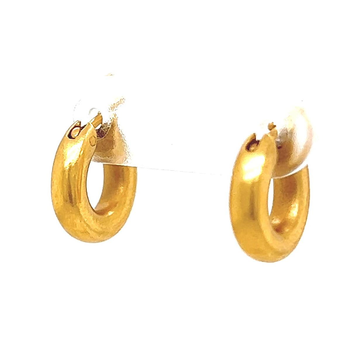 Linda Lee Johnson: 22 Karat Gold Huggie Hoop Ohrringe, Vintage 2