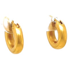 Vintage Linda Lee Johnson 22 Karat Gold Huggie Hoop Earrings