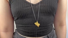 Vintage Linda Lee Johnson Diamond 21 Karat Gold Cord Goldfish Necklace