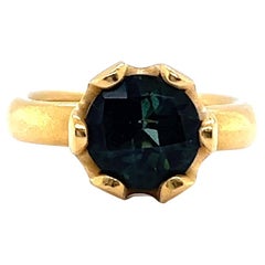 Vintage Linda Lee Johnson Green Stone 21 Karat Gold Ring