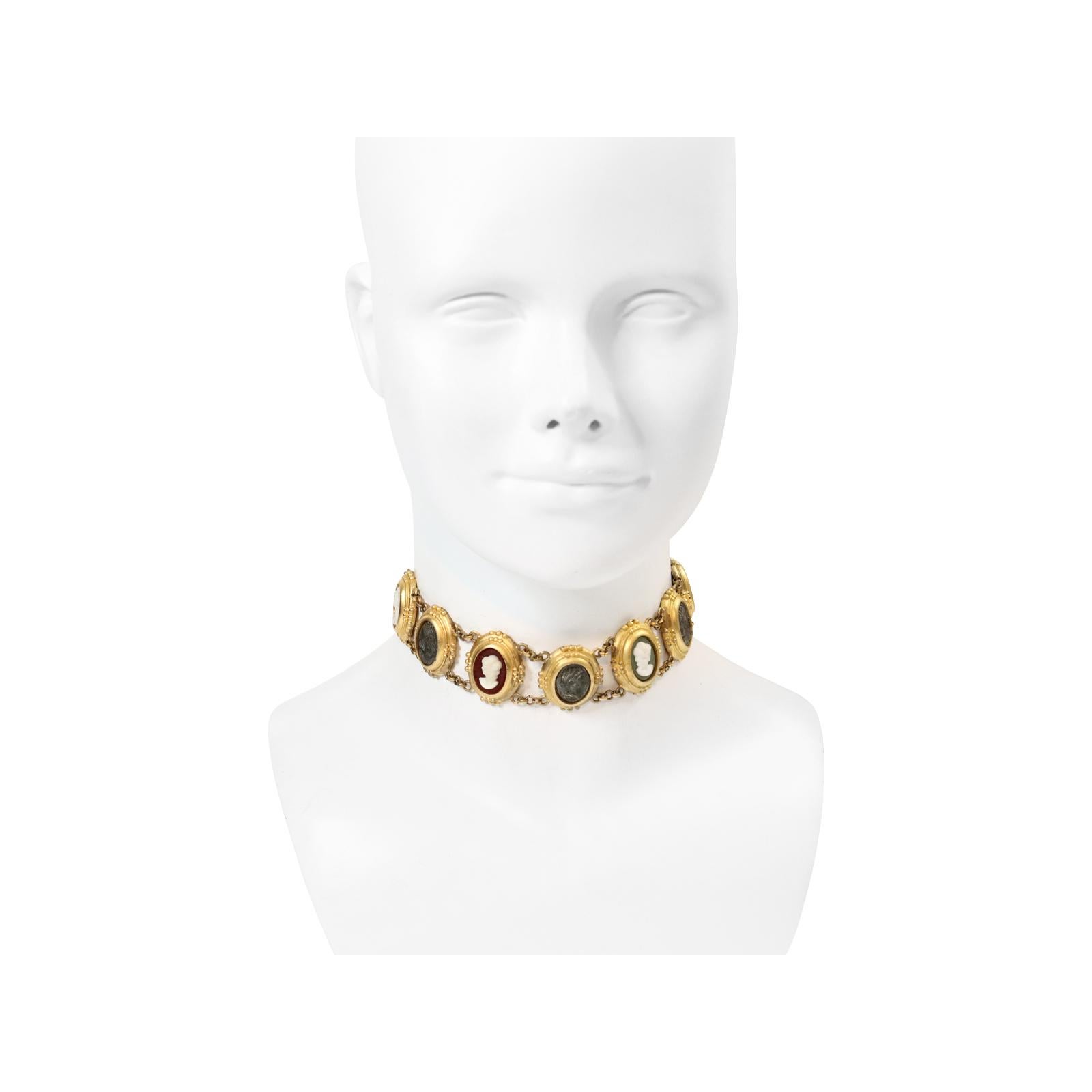 Vintage Linda Levinson Goldfarbener Kamee-Choker, Vintage, ca. 1980er Jahre für Damen oder Herren