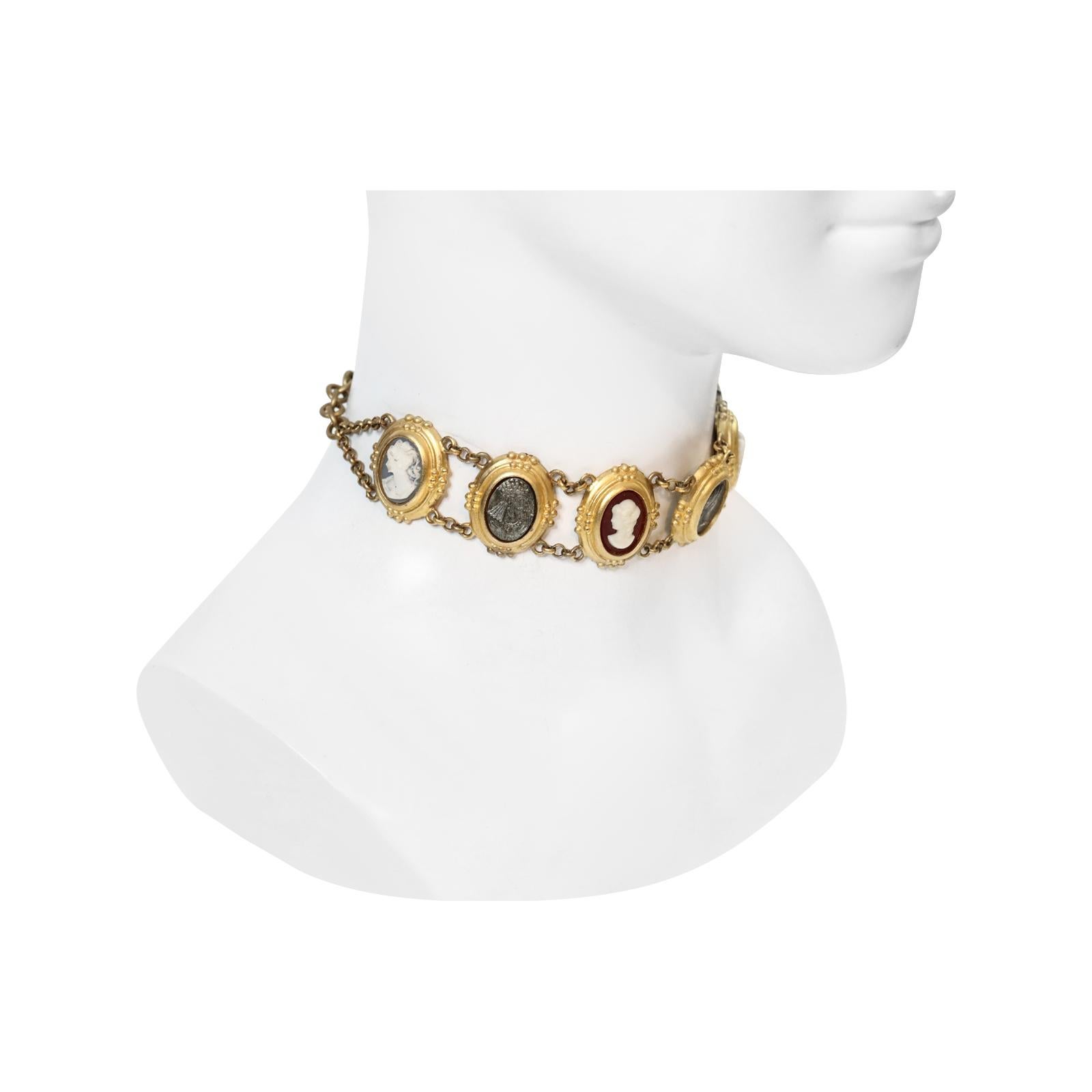 Vintage Linda Levinson Goldfarbener Kamee-Choker, Vintage, ca. 1980er Jahre 1