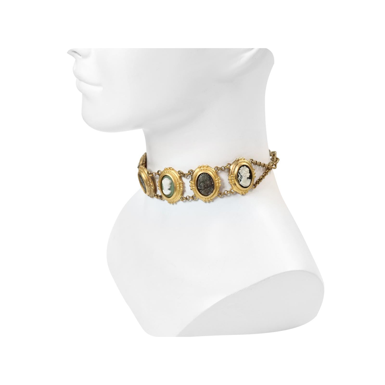 Vintage Linda Levinson Goldfarbener Kamee-Choker, Vintage, ca. 1980er Jahre 2