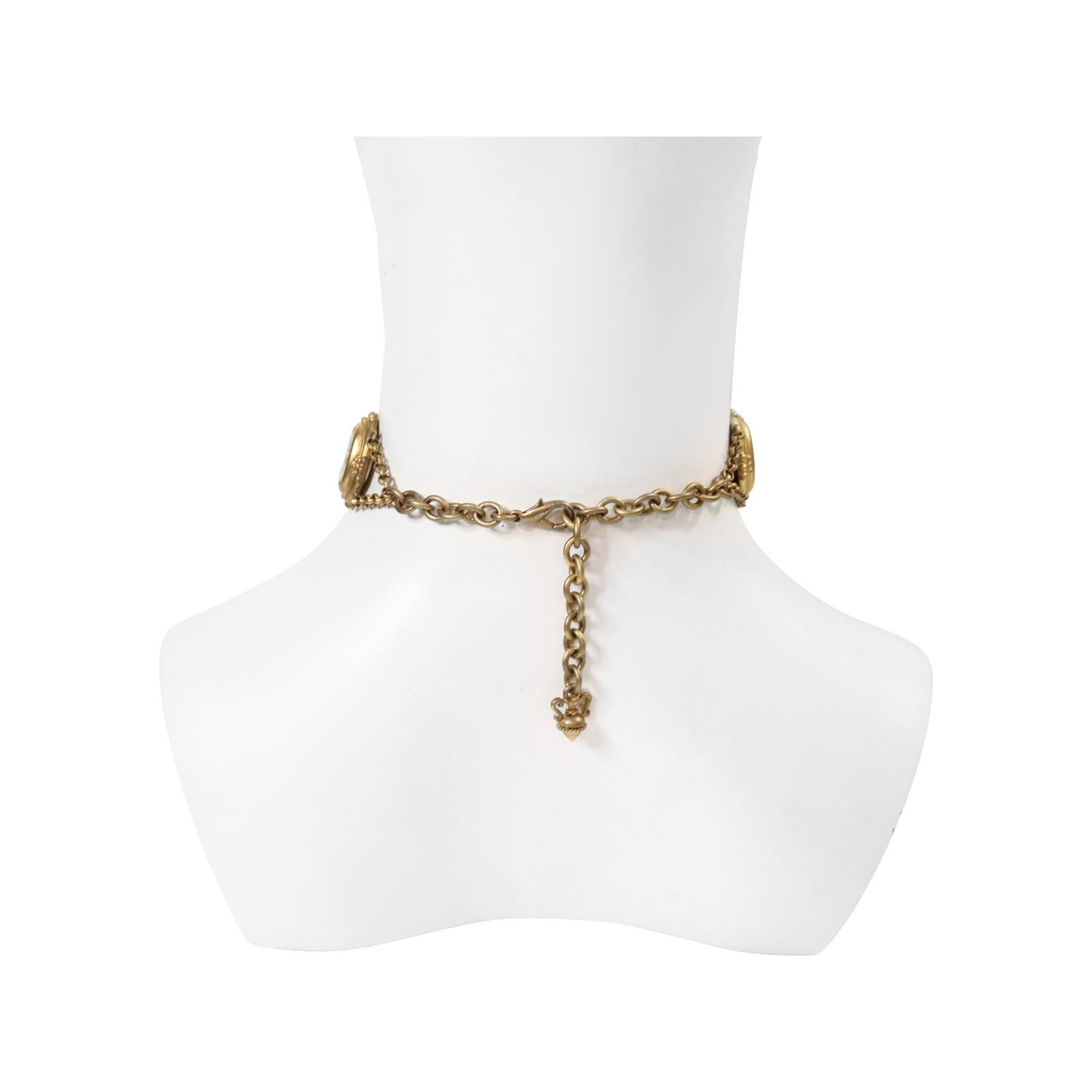 Vintage Linda Levinson Goldfarbener Kamee-Choker, Vintage, ca. 1980er Jahre 3