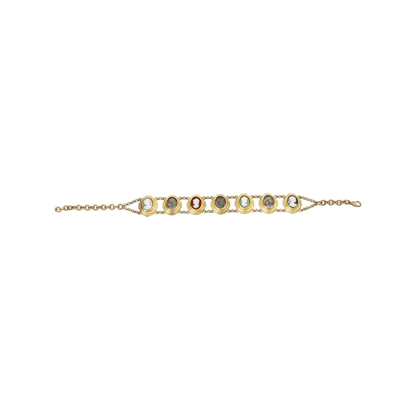 Vintage Linda Levinson Goldfarbener Kamee-Choker, Vintage, ca. 1980er Jahre 4