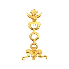 Vintage Line Vautrin Gold Dangling Sun God Fur Clip Brooch, circa 1930s