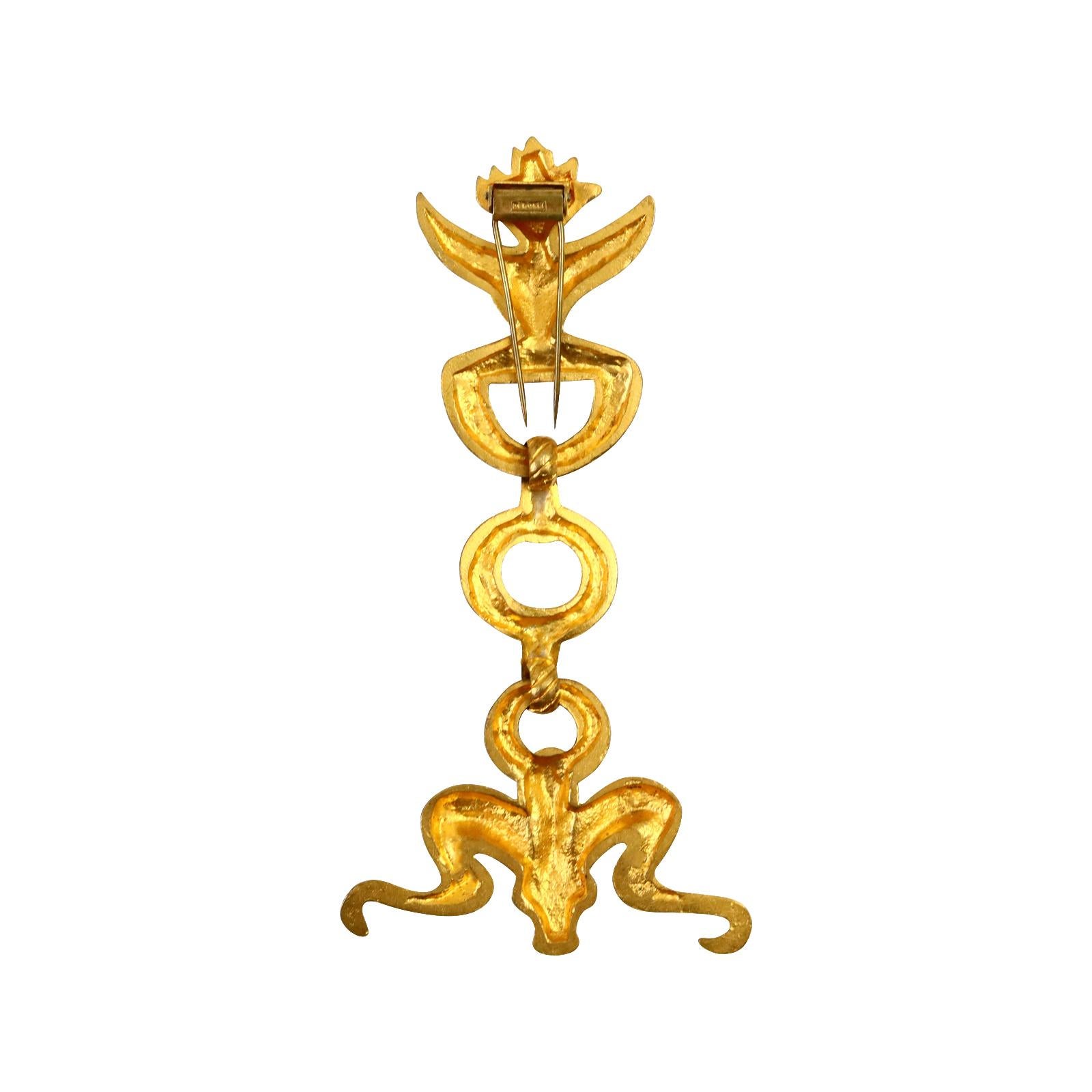 Vintage Line Vautrin Gold Dangling Sun God Fur Clip Brooch, circa 1930s Bon état à New York, NY