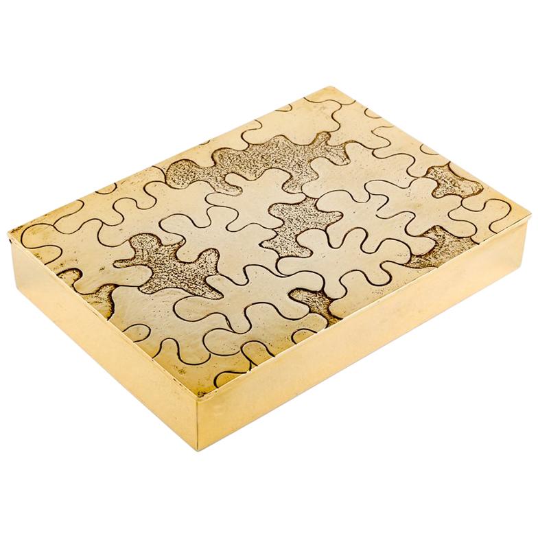 Vintage Line Vautrin Large Gilded Bronze Box Puzzle