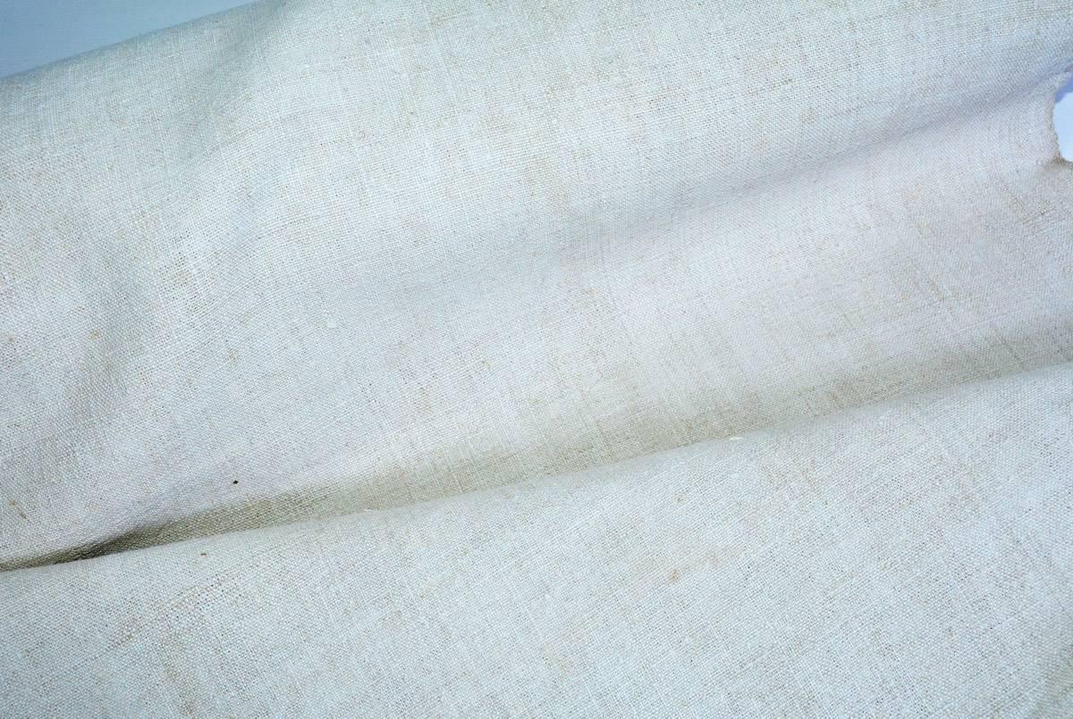 British Vintage Linen Grain Sack Fabric For Sale