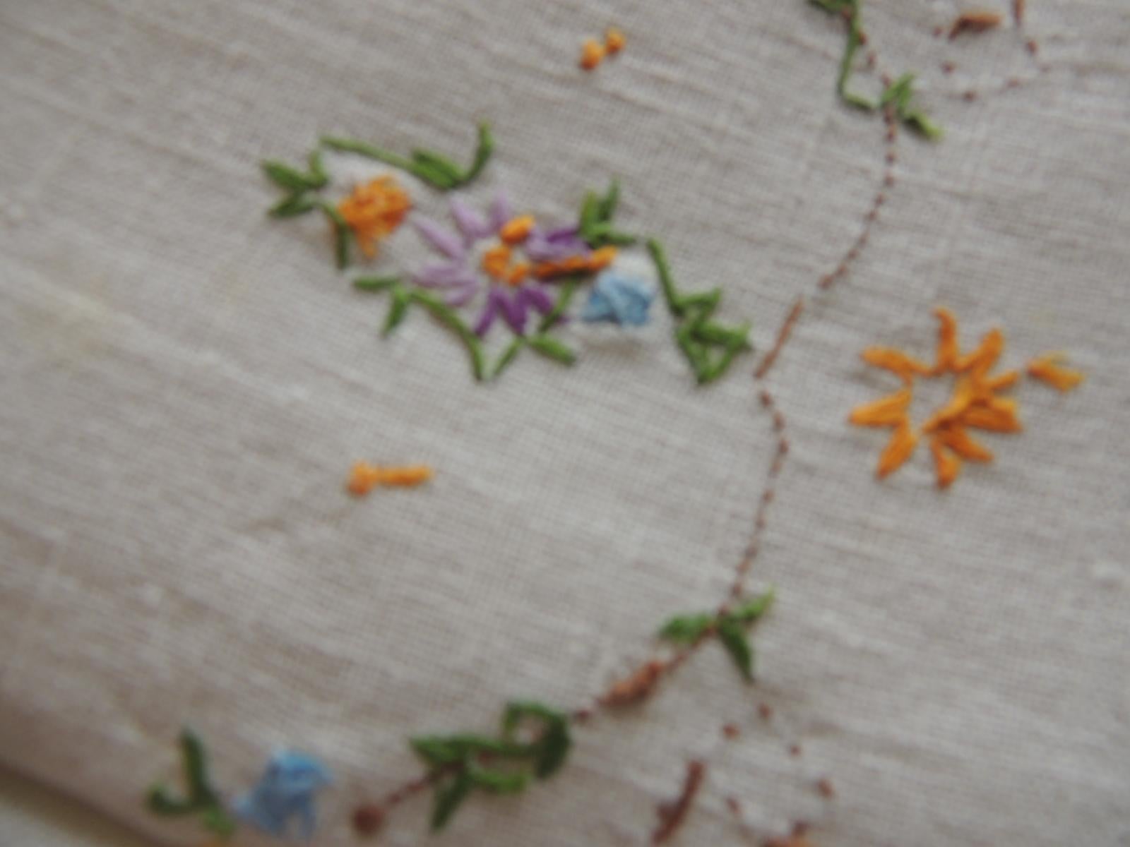 Bohemian Vintage Linen Hand Embroidery Towel