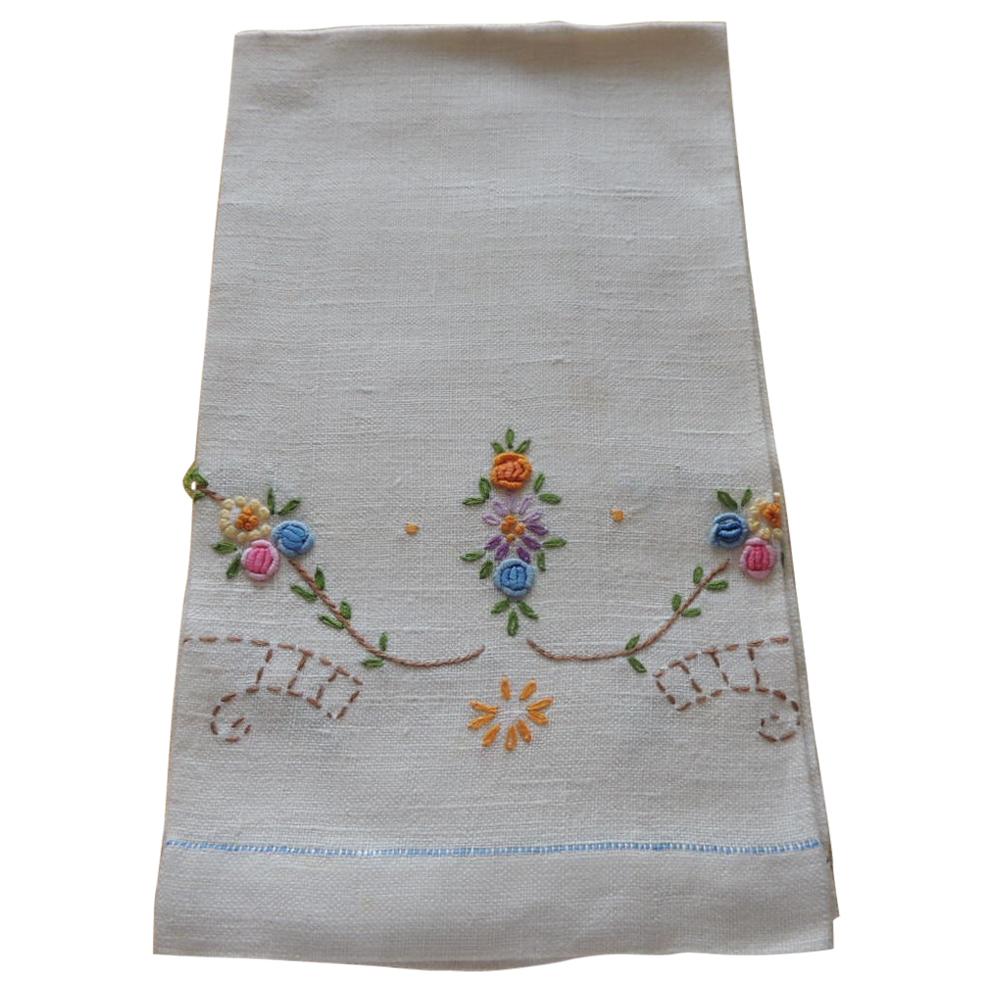 Monogram Z Hand Embroidered Towel Hungarian Linens Monogrammed Towel Fringed Towel Floral Embroidery Vintage Hungarian Towel