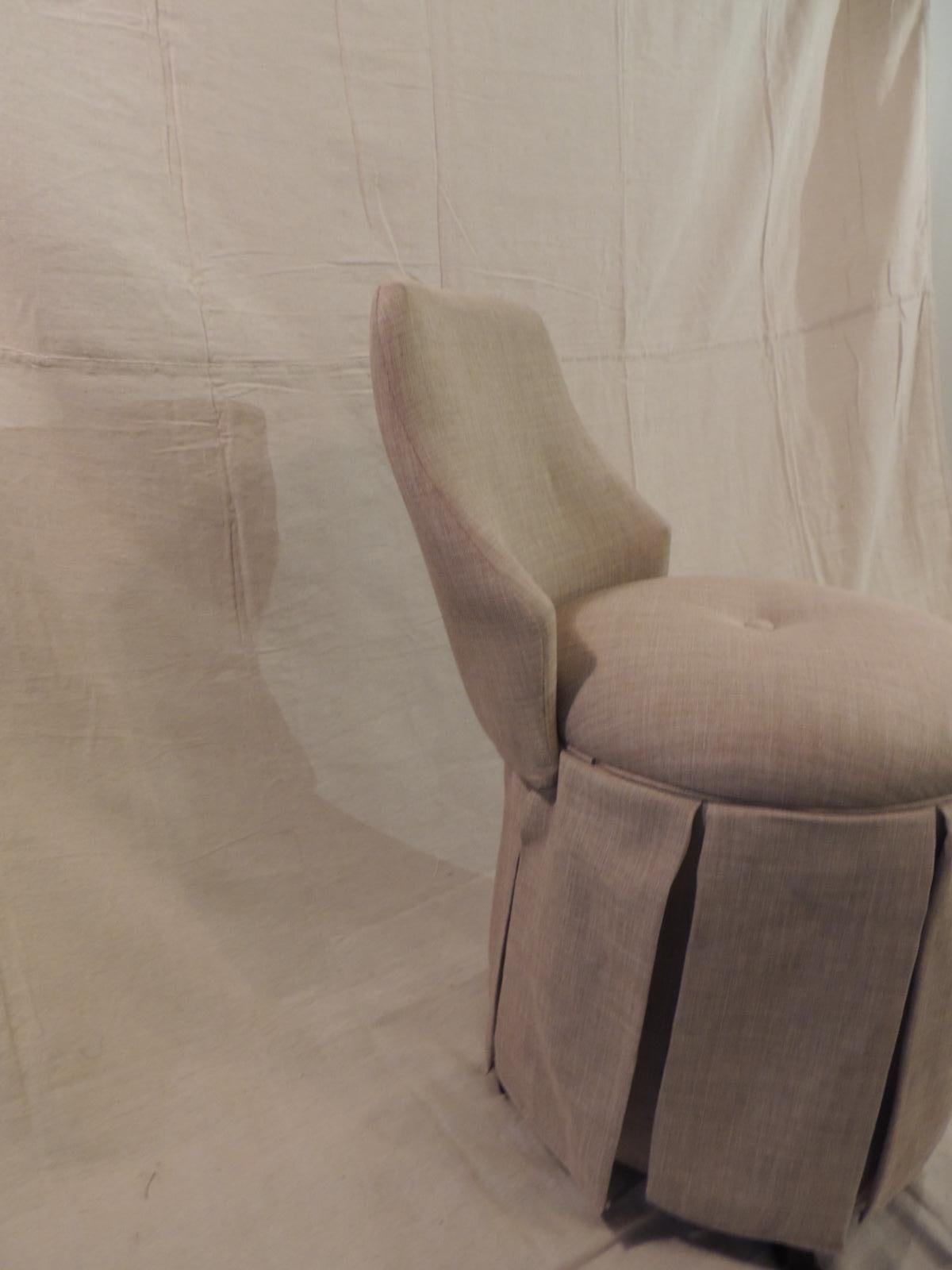 Bohemian Vintage Linen Upholstery Vanity Swivel Stool