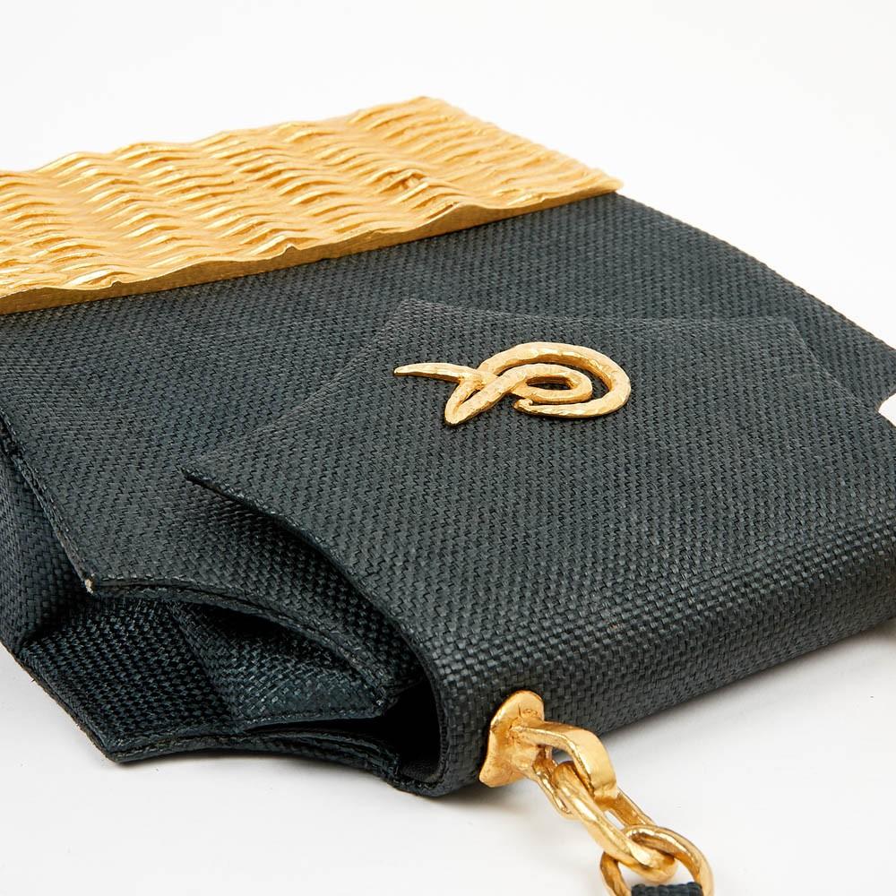 Vintage Linen Wicker Bag by Christian Lacroix Gold Tone 6