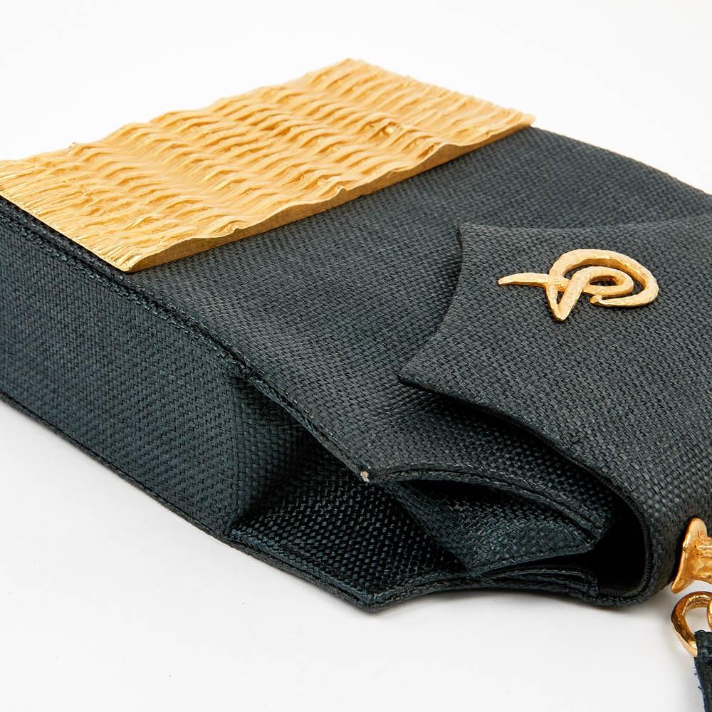 Vintage Linen Wicker Bag by Christian Lacroix Gold Tone 8