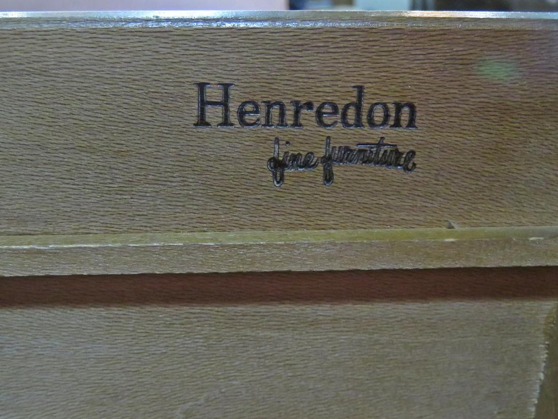 This Mid-Century Modern lingerie chest by Henredon is full of unique vintage style, combining rich woodgrain with metal accents. Seven drawers with dovetailed construction offer plenty of storage in a sturdy design. Please confirm item location with