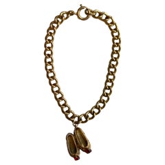 Vintage Gliederarmband mit Ballett-Slipperlen-Charm, 1960er oder 70er Jahre